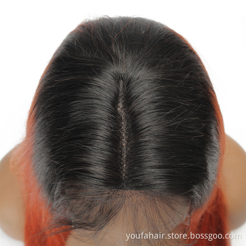 Wholesale Price 12A Virgin Brazilian Human Hair Orange 1b/350 Ombre Color 13x4 Transparent HD Lace Front Wigs for Black Women